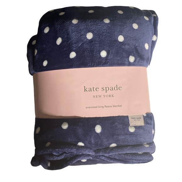 kate spade Bedding Kate Spade Oversized Fleece Blanket Blue Polk A